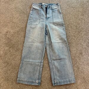 Altar'd State Wide Leg Crop Jeans, 29, EUC, White wash